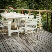 BizChair Commercial Silver Metal Indoor-Outdoor Restaurant Stack Chair with Metal Triple Slat Back